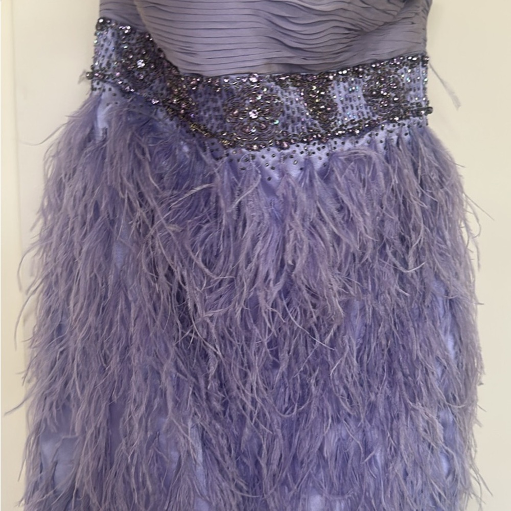 Lavender Lilac Feathered Mini Feather Formal Sue Wong Bridal Nocturne - Picture 7 of 7